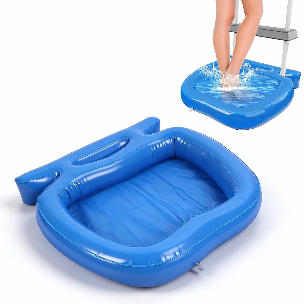 Aufblasbares Fusswanne für Pool, HOVCEH Pool Fußwanne mit Haken, Fußbad Pools für Schwimmbad Eingang, Fußbecken Pools für saubere Sohle, Kies, Grasschnittmatte