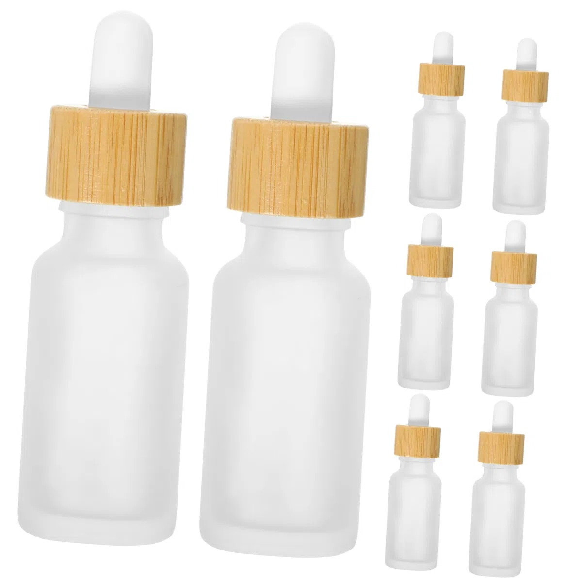 8stücke Teiliges Mattierte Glas-tropfflaschen Mit Bambus-ring Verschleißfeste Pipettenflaschen Kleine Reise-fläschchen Leere Ätherische Öl Parfümflaschen Zur Präzisen Abfüllung