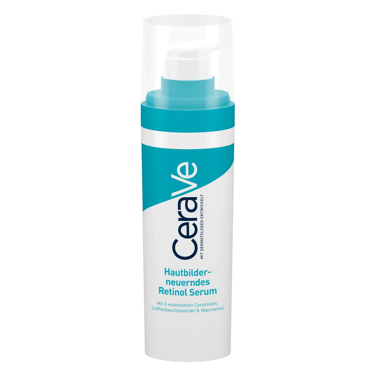 CeraVe Hautbilderneuerndes Retinol Serum, Zuverlässige Pflege bei unreiner und zu Akne neigender Haut, Aufhellender Effekt durch Süßholzwurzelextrakt, Mit 3 essenziellen Ceramiden, 30 ml