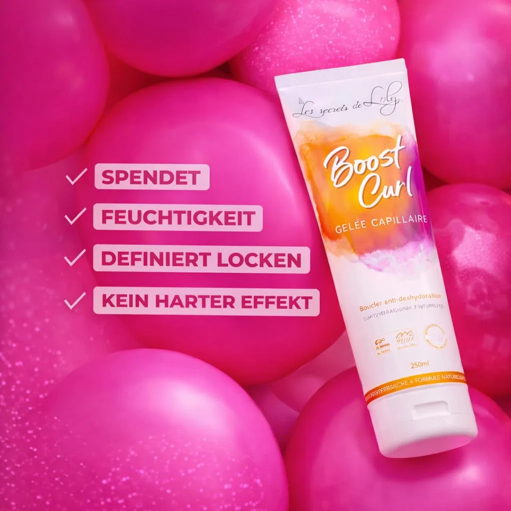 Les Secrets de Loly – Boost Curl – Locken Styling Gel – Starke Definition & Halt ohne Verklebung – Welliges bis krauses Haar – 97% natürliche Inhaltsstoffe – 250 ml