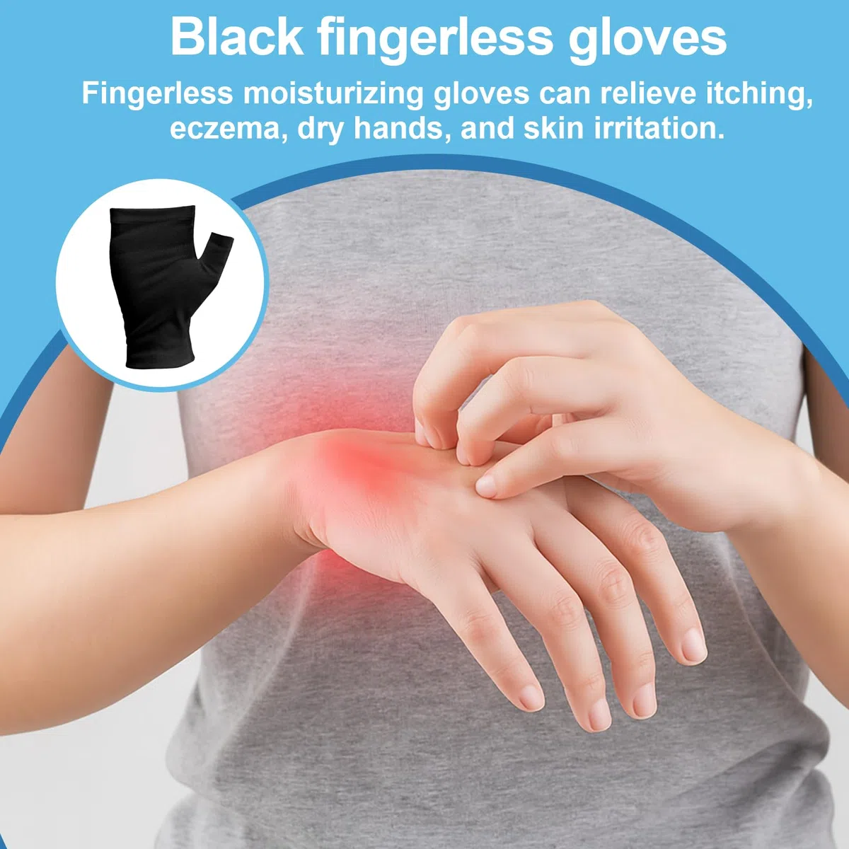 6 Paar Fingerlose Ekzem Handschuhe, Weiche Schwarz Baumwollhandschuhe FüR Ekzeme, Neurodermitis Handschuhe, Fingerlose Baumwollhandschuhe FüR Trockene HäNde, SchöNheit, Hand Spa