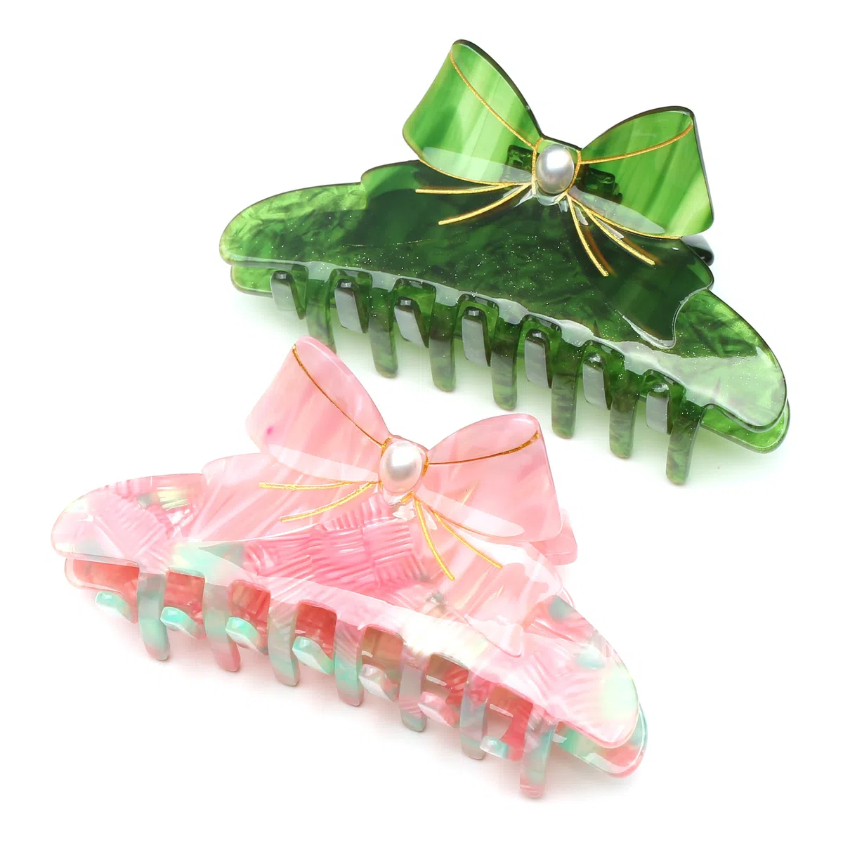 Groß Haarklammer Damen Acetat Haarspange Bogen Haar clips, Grün