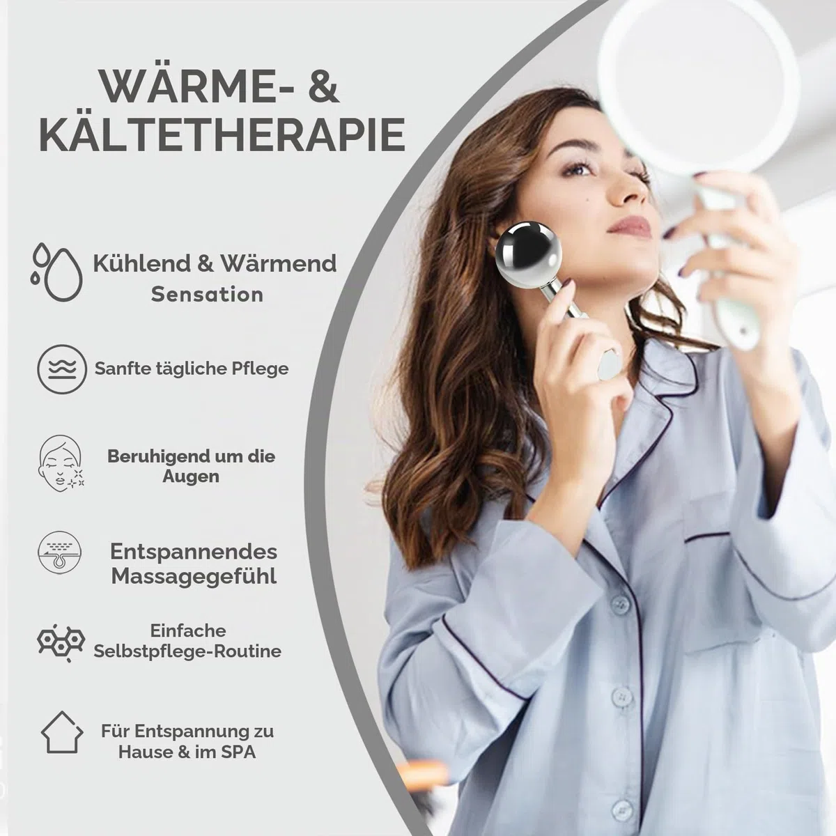 Edelstahl Ice Globes, Kryo-Stick-Eis-Globen für Gesicht, Augen- und Nackenmassage, Gesichtsmassager Kühlkugel zur Hautstraffung, Reduzierung von Schwellungen und dunklen Augenringen, Anti-Aging