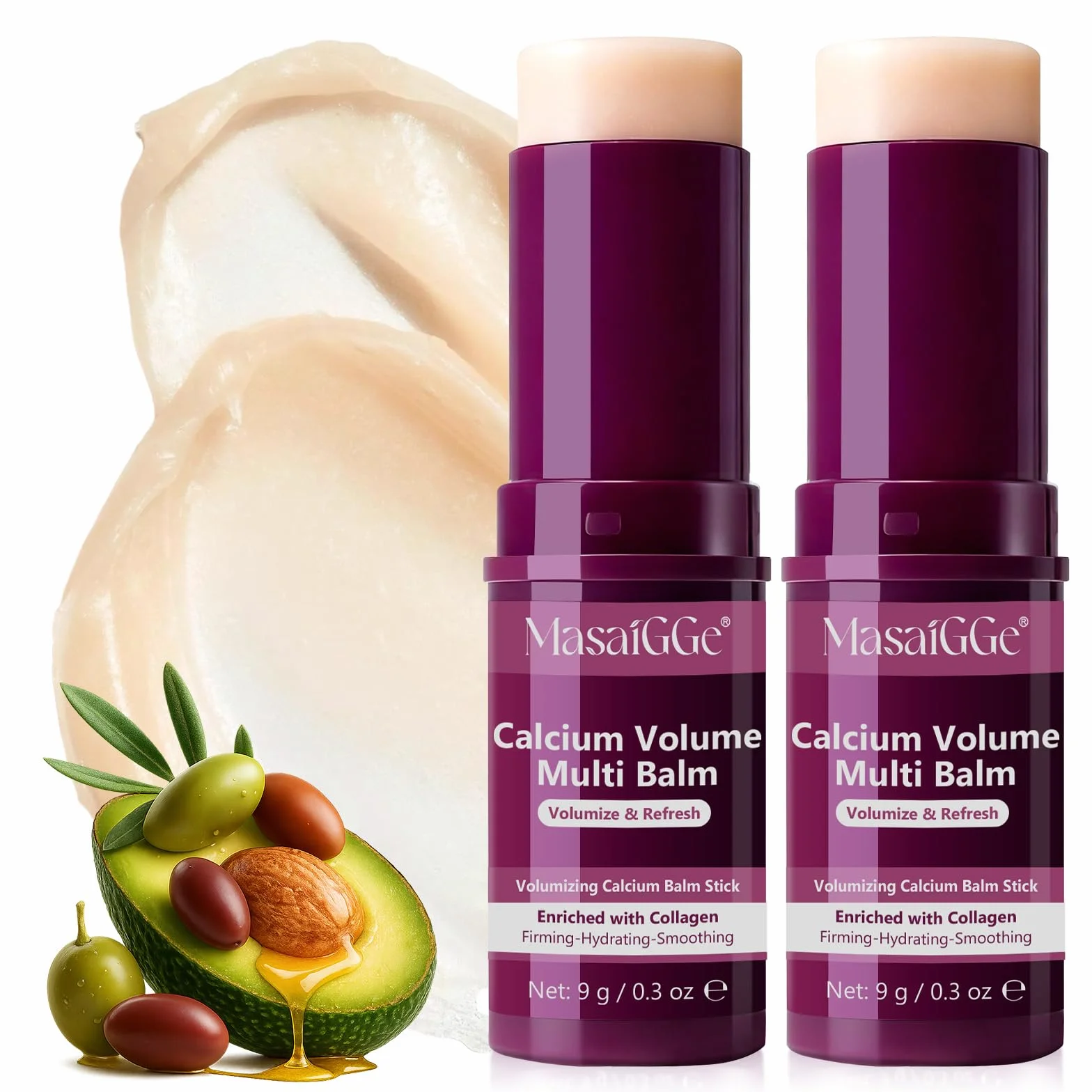 Calcium Multi Balm – Anti-Aging & Straffender Skincare Stick mit Kollagen & Calcium, gegen Augenringe & Falten, Intensive Feuchtigkeit für Gesicht, Augen und Hals, 9g Portable Solid Serum（2PCS）