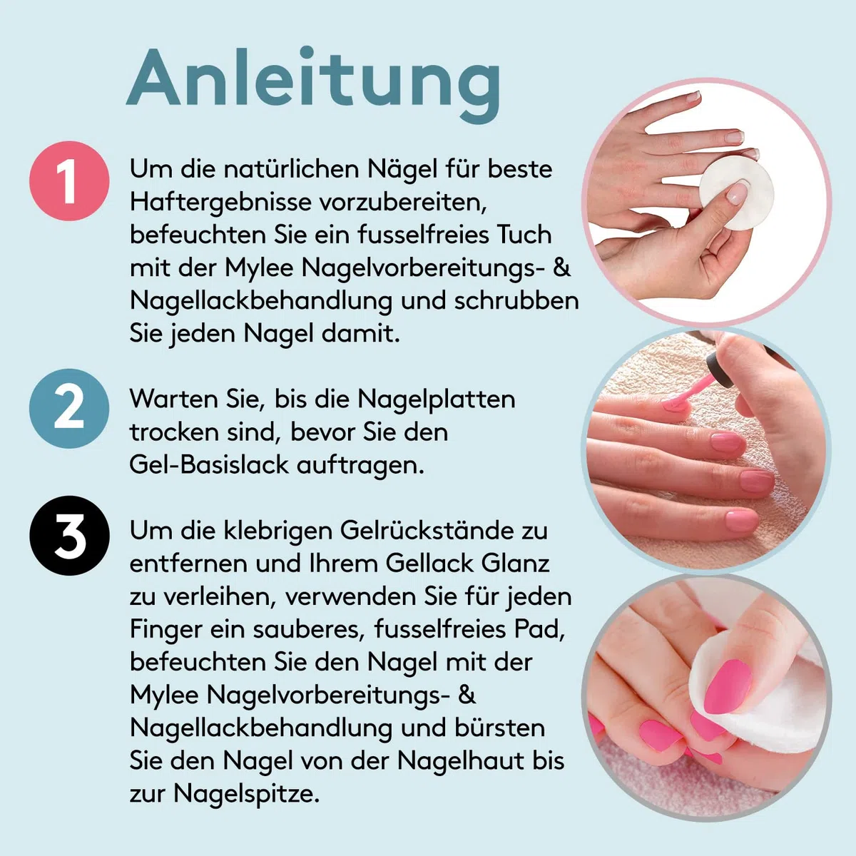 Mylee"Prep + Wipe" Gel-Nagellackreiniger und Reinigungsmittel für UV/LED-Maniküreazeton 2x250ml