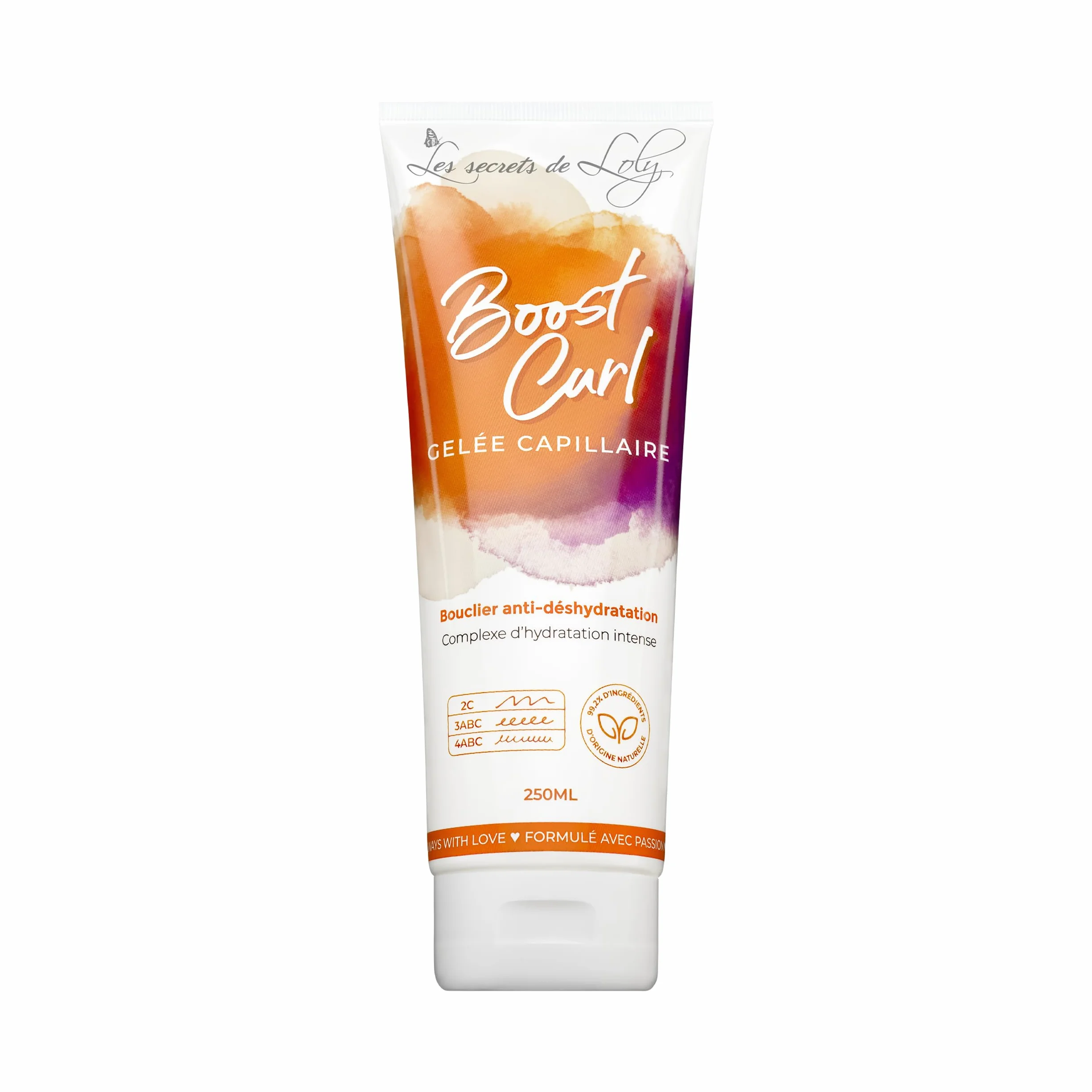 Les Secrets de Loly – Boost Curl – Locken Styling Gel – Starke Definition & Halt ohne Verklebung – Welliges bis krauses Haar – 97% natürliche Inhaltsstoffe – 250 ml